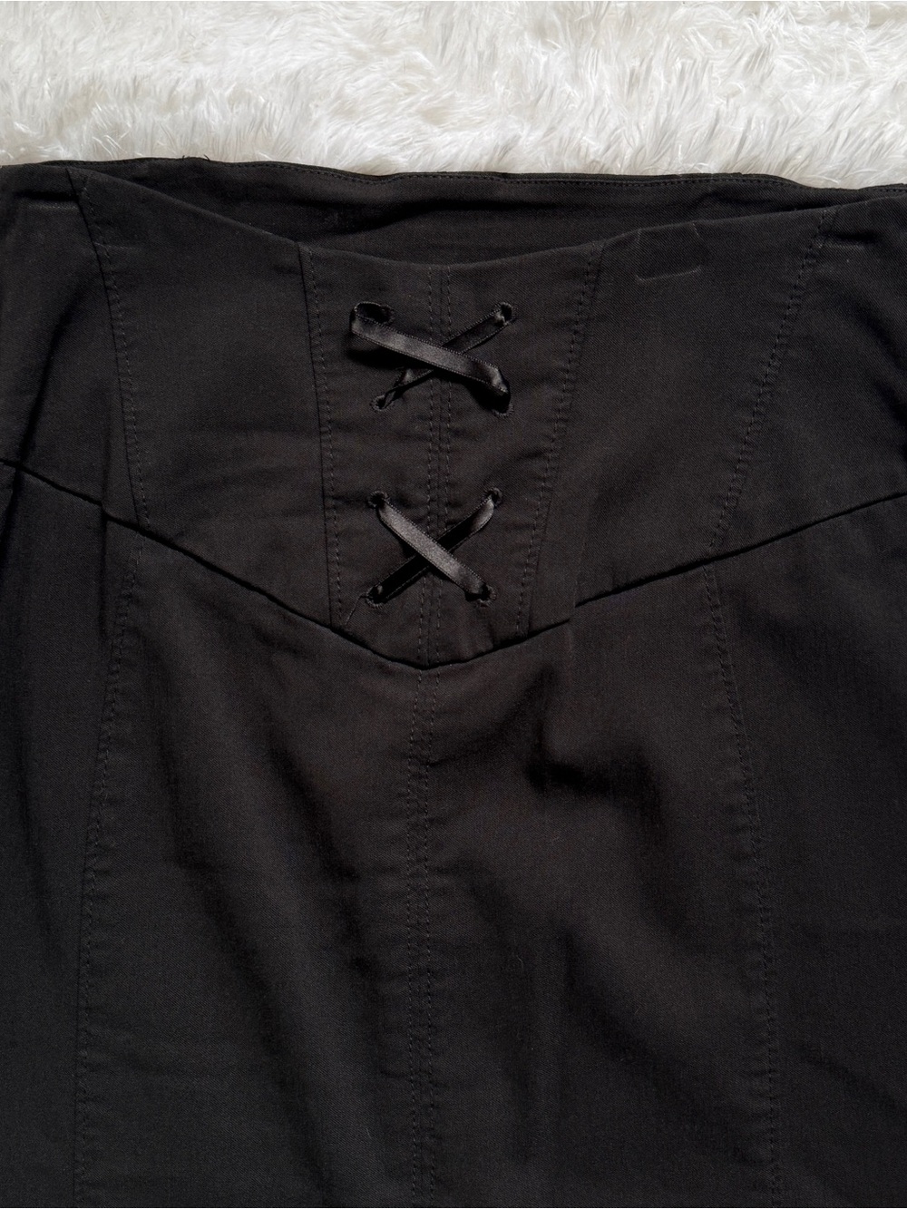 Y2K Express Black Lace-Up Waist Pencil Skirt
